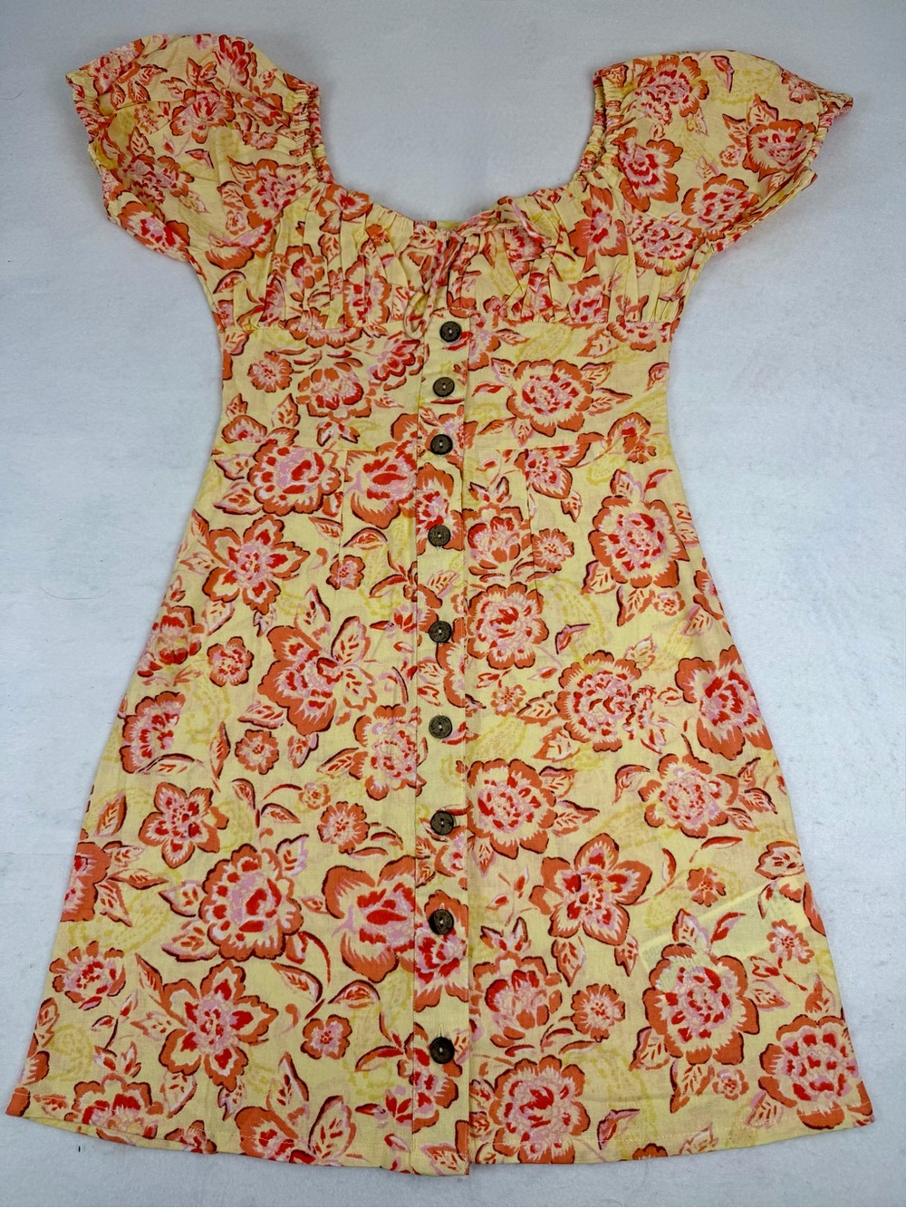Billabong Wrangler Floral Mini Dress XS Yellow Orange Cottagecore‎ NWT